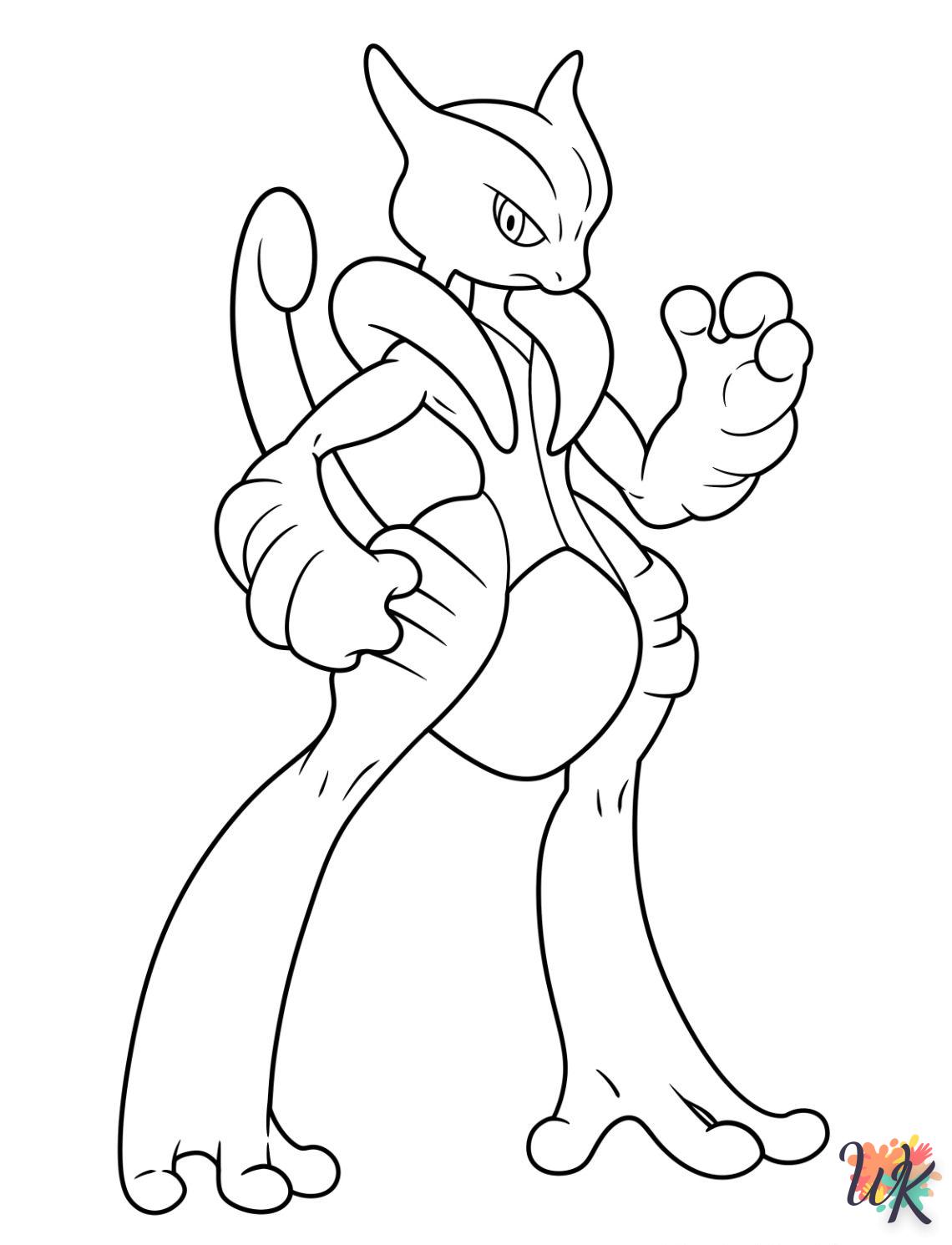 coloriage Mewtwo  à imprimer kawaii 1