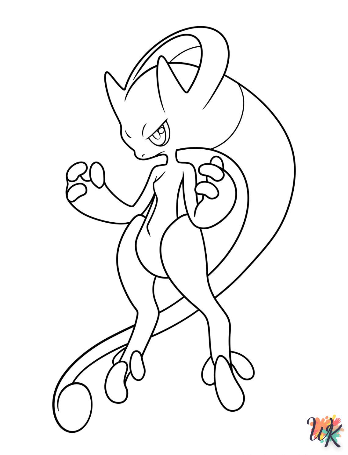 coloriage Mewtwo  à imprimer kawaii 1