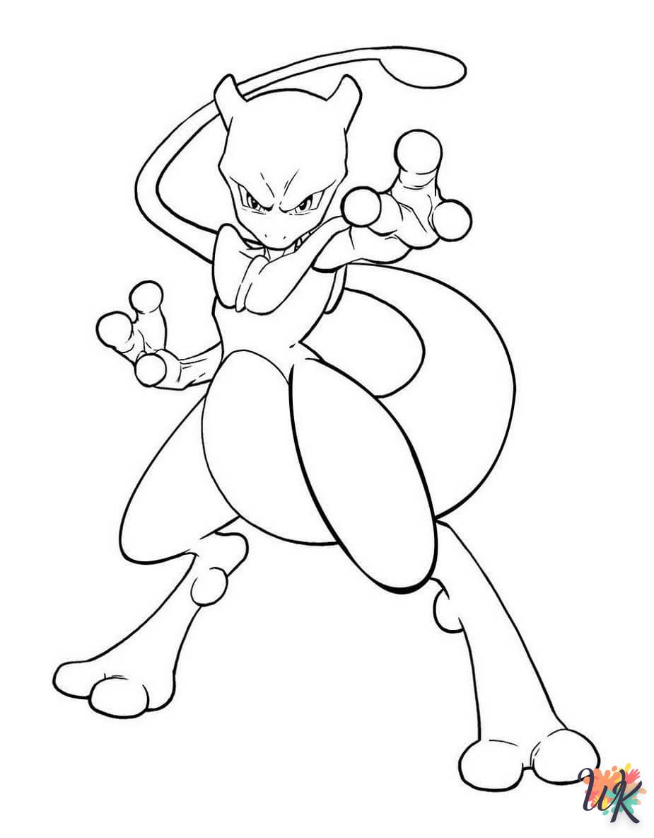 coloriage Mewtwo  à imprimer kawaii