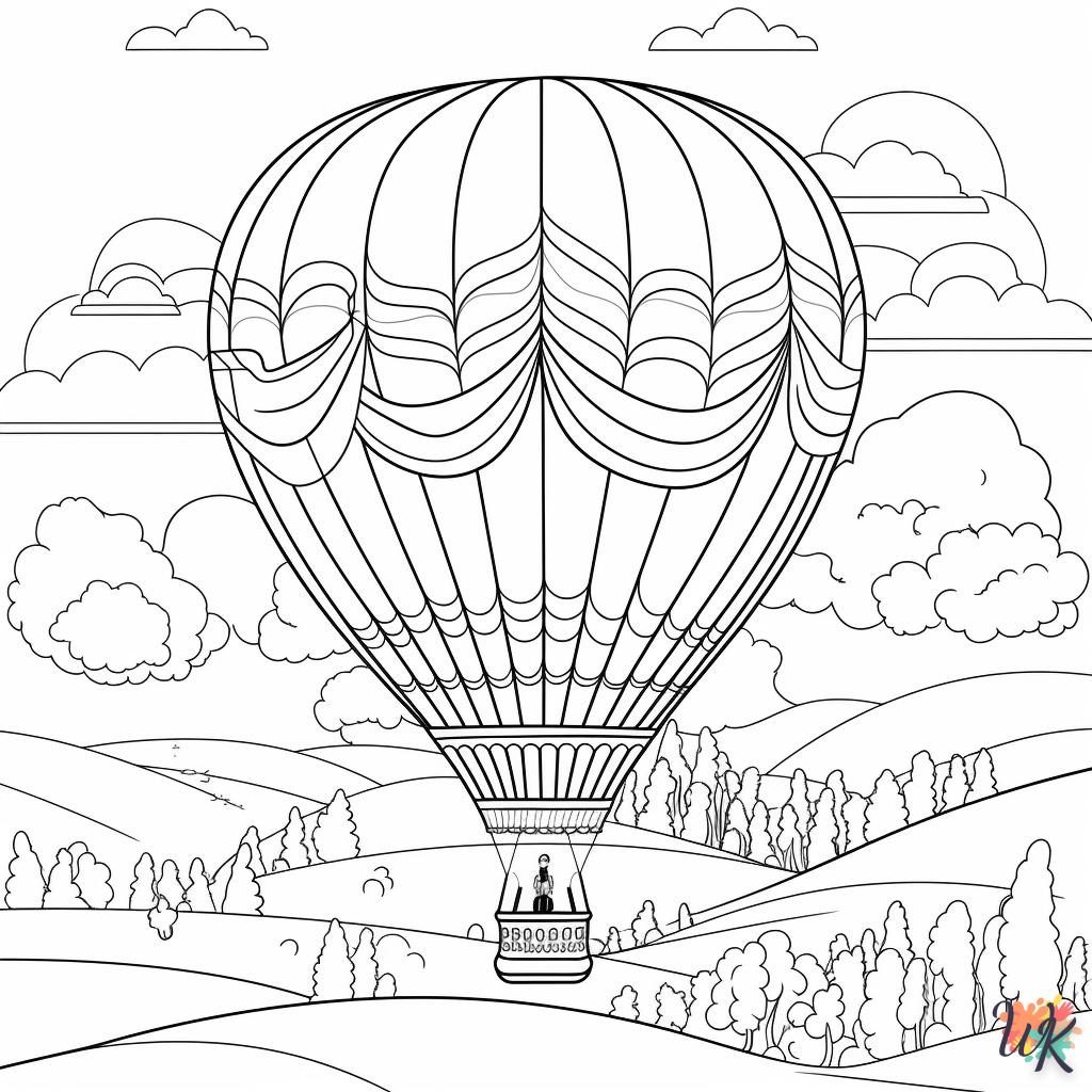 coloriage Montgolfière  à numéro adulte en ligne gratuit