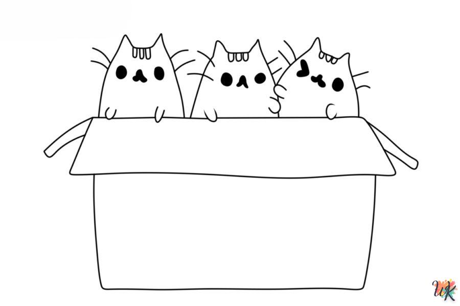 coloriage Pusheen  a imprimer pour enfant de 4 ans 1