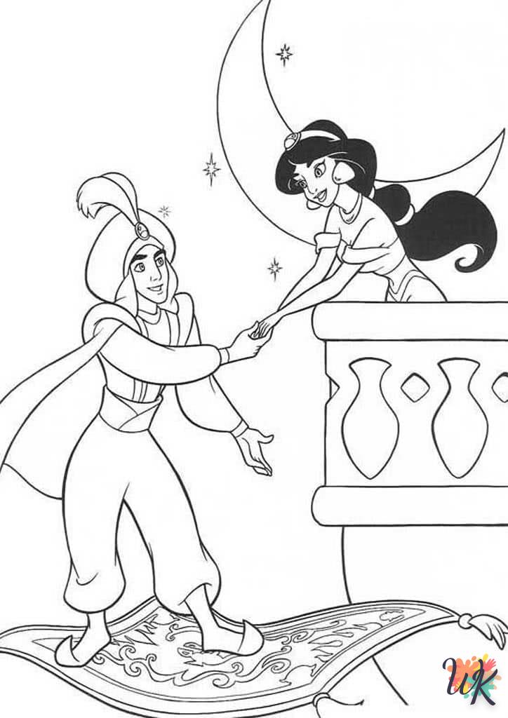 coloriage Aladdin  enfant 6 ans à imprimer