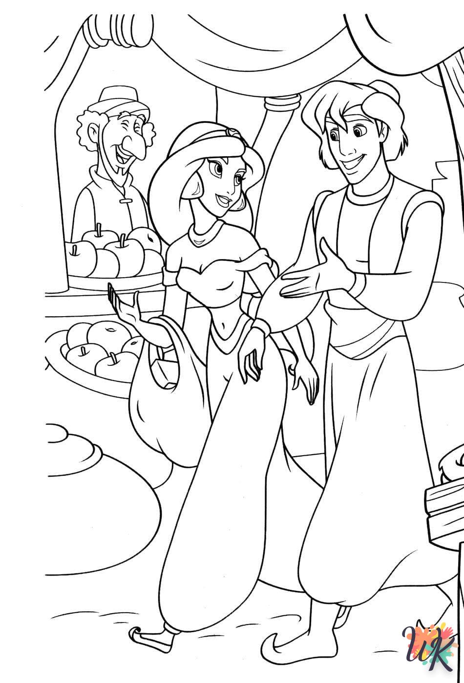 coloriage Aladdin  et découpage à imprimer