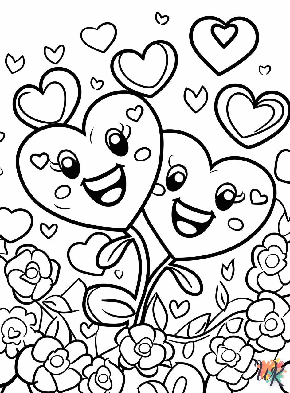Heart coloring page to print kawaii
