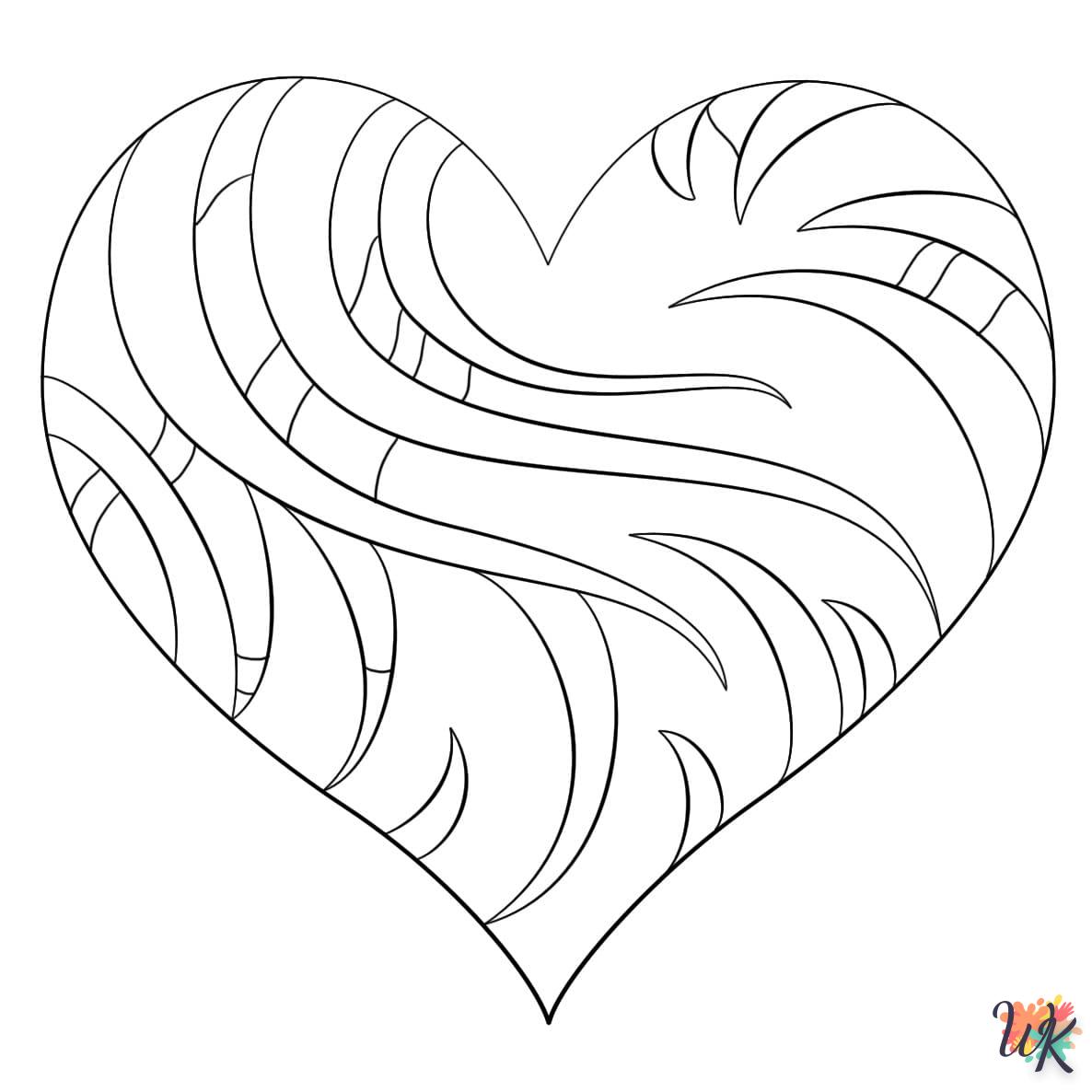 Heart coloring page for a 7 year old child to print