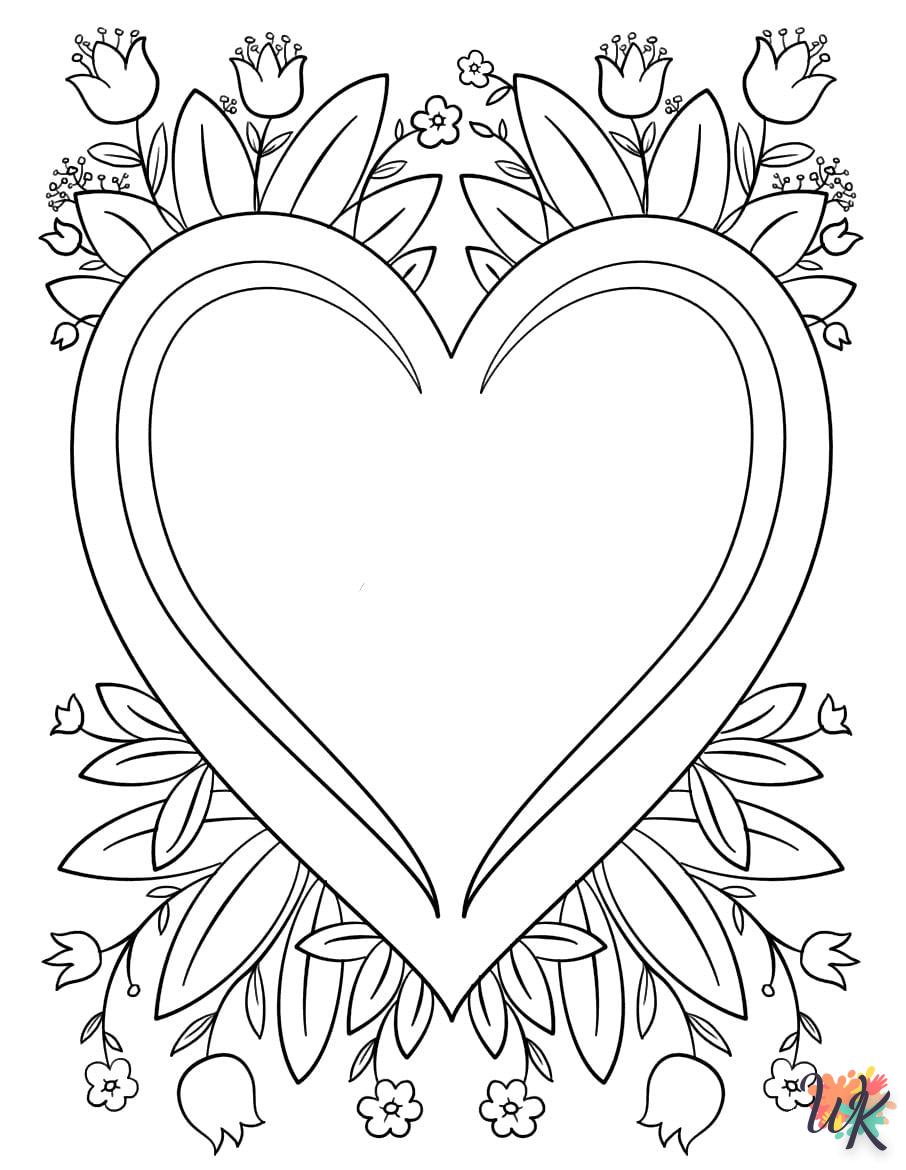 Heart coloring page and cut-out to print 1