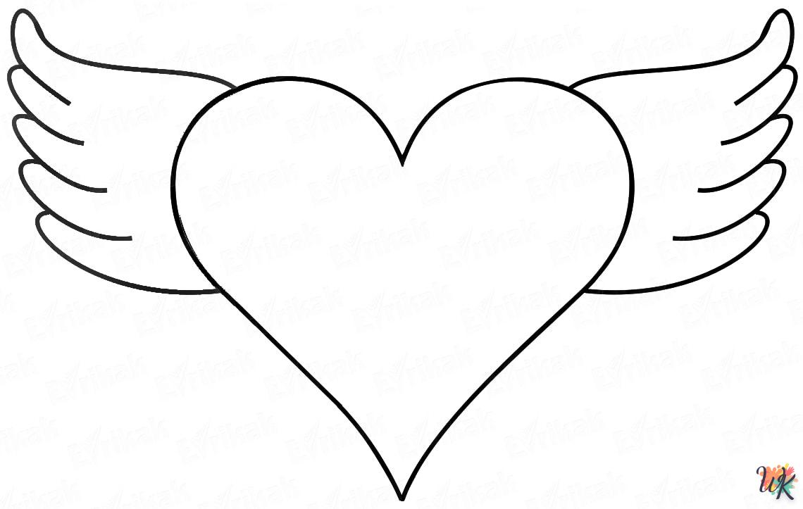 Heart coloring page to print kawaii 2