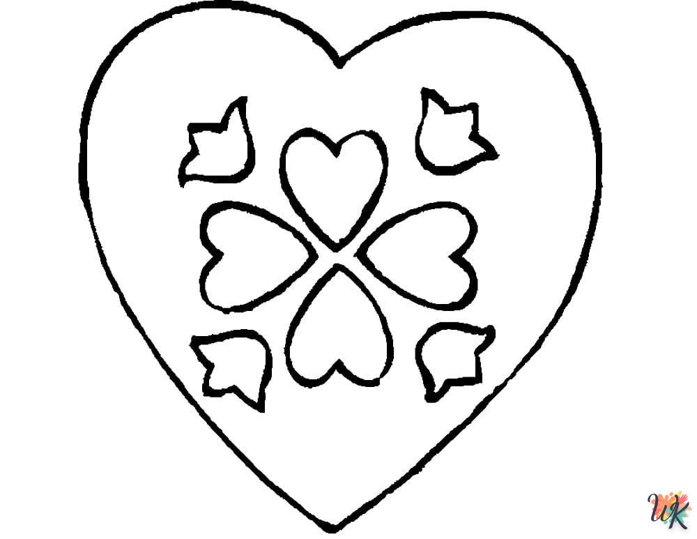Heart coloring page to print free pdf 1