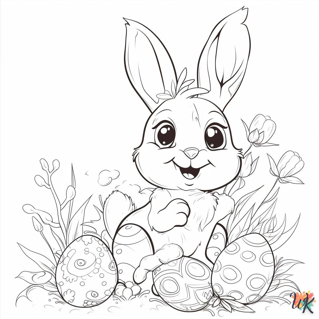 coloriage Lapin de Pâques  d'enfant a imprimer 1