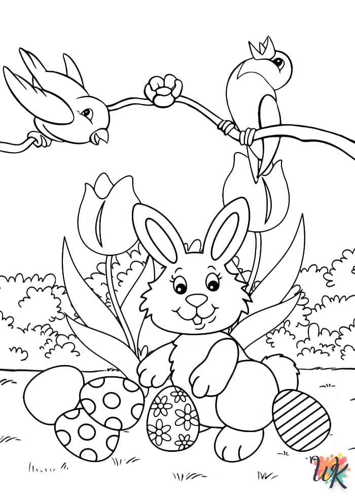 coloriage Lapin de Pâques  enfant 2 ans a imprimer 2