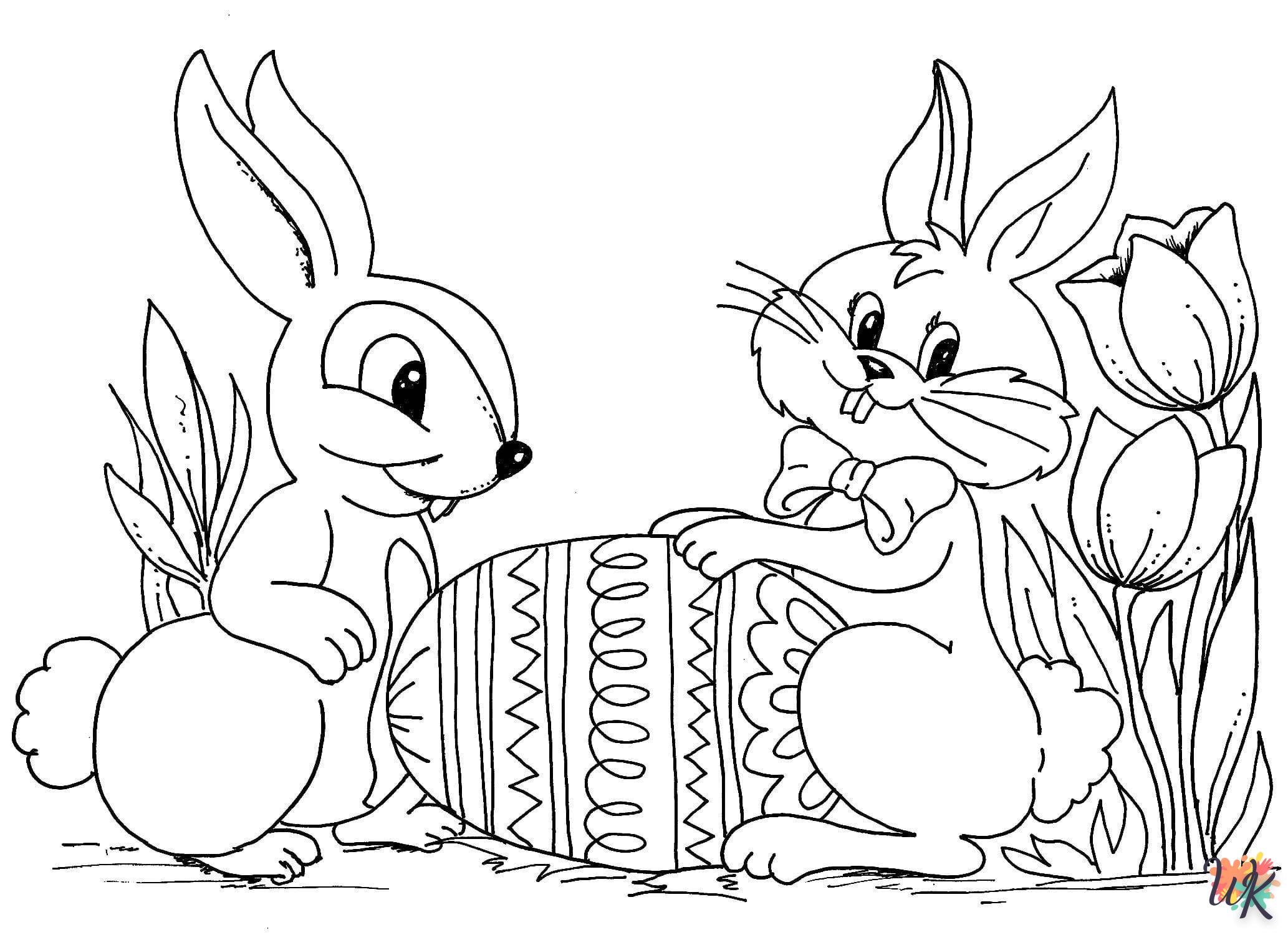 coloriage Lapin de Pâques  à imprimer pour enfants