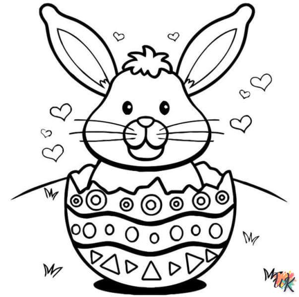 coloriage Lapin de Pâques  d'enfant a imprimer 2