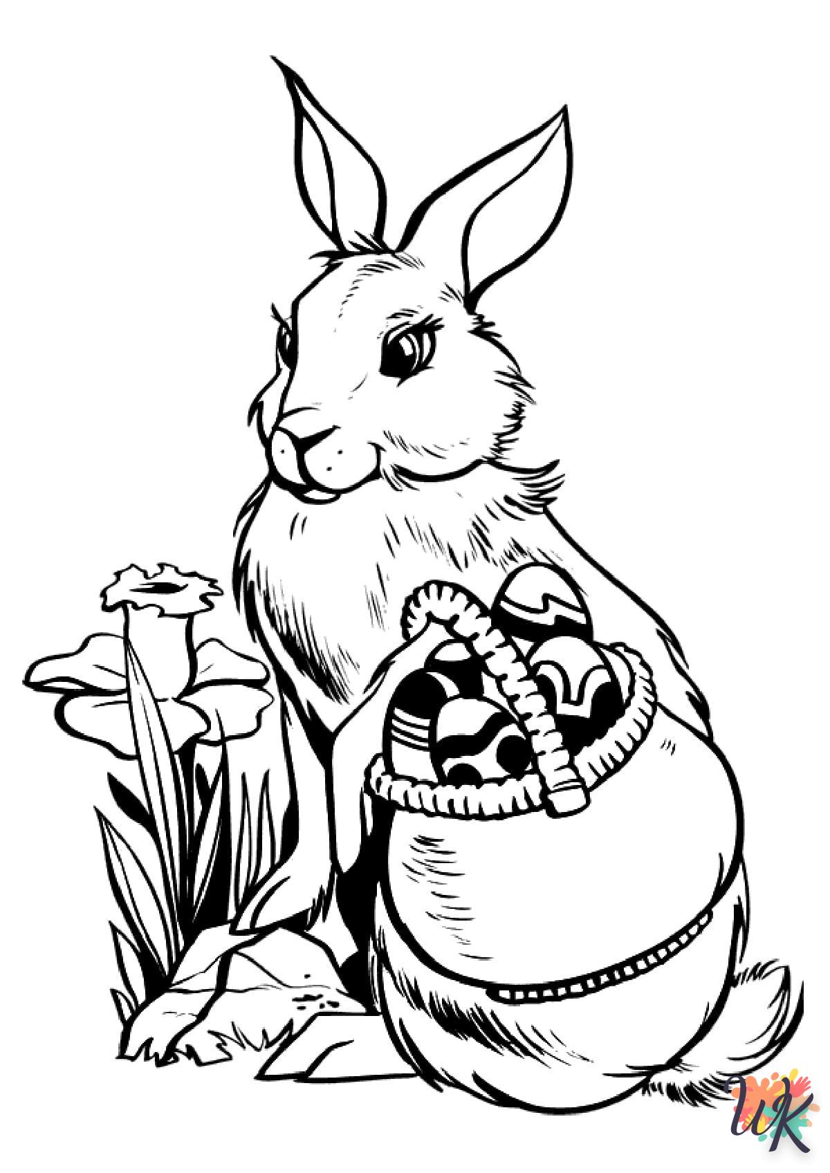 coloriage Lapin de Pâques  à imprimer pour enfant de 9 ans