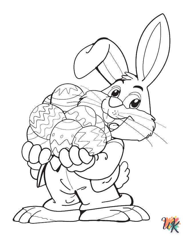 coloriage Lapin de Pâques  enfant à imprimer gratuit