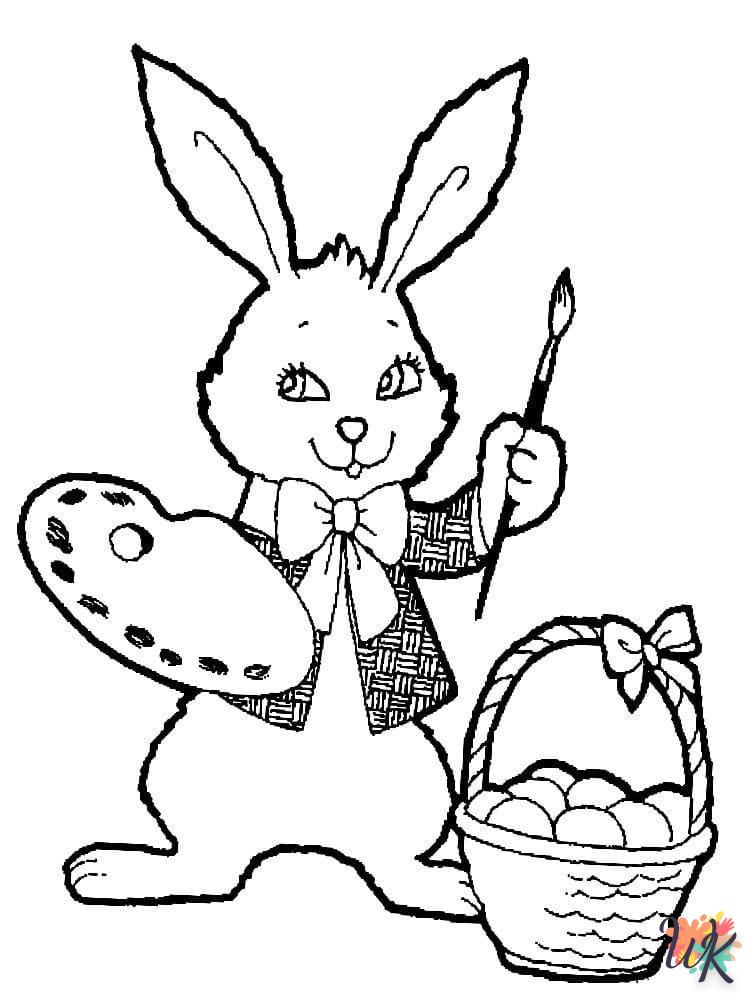 coloriage Lapin de Pâques  à imprimer pour enfant de 8 ans