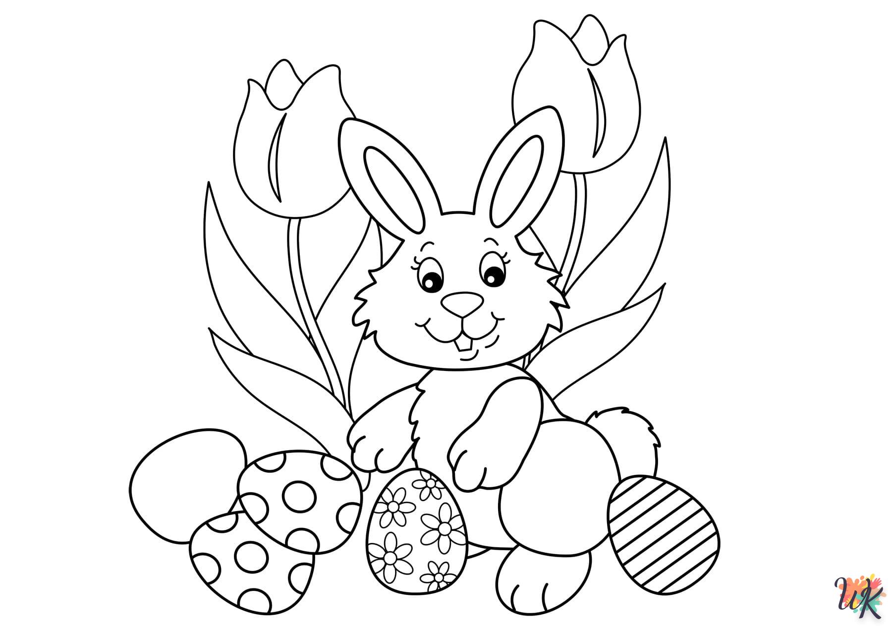 coloriage Lapin de Pâques  d'enfant a imprimer 3