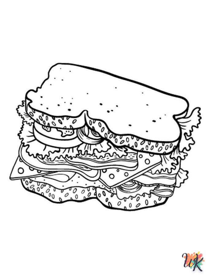 coloriage Sandwich  à imprimer pour enfant de 8 ans