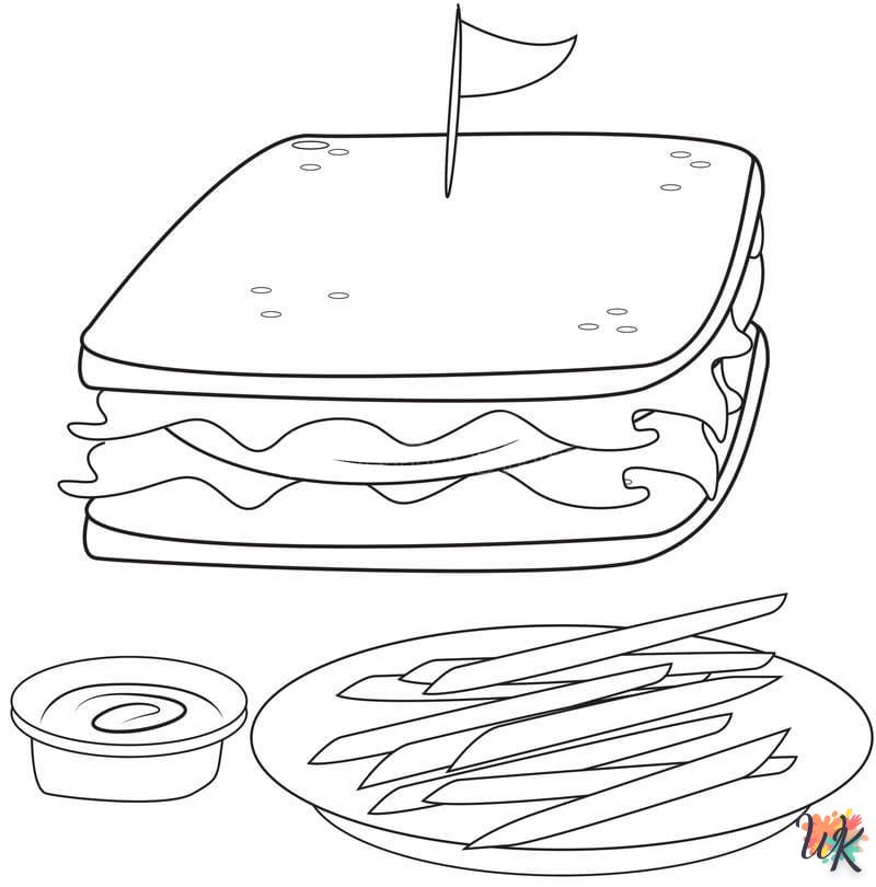 coloriage Sandwich  pour enfant a imprimer