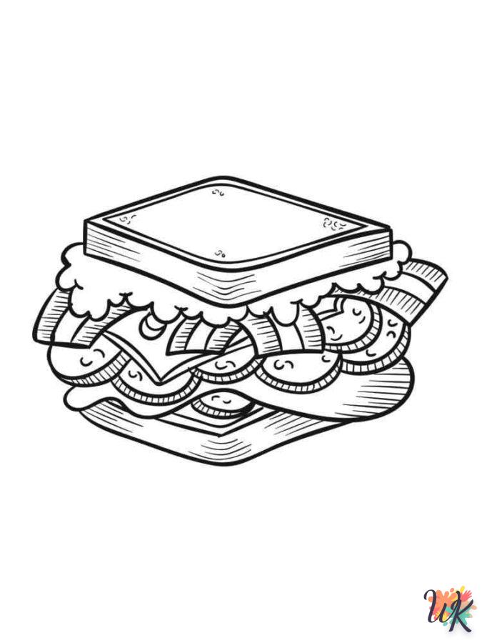 coloriage Sandwich  à imprimer pour enfant de 12 ans