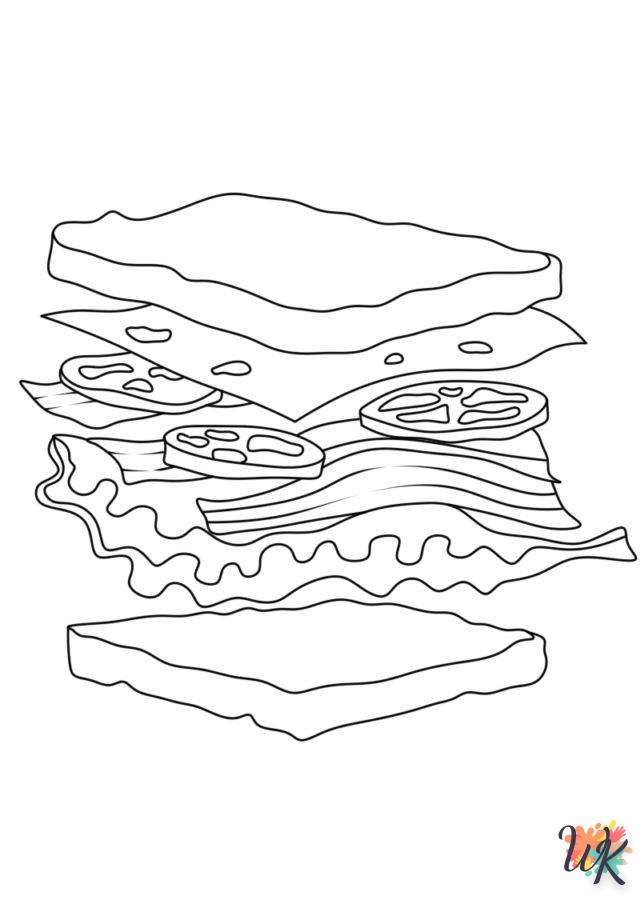 coloriage Sandwich  a imprimer pour enfant de 4 ans