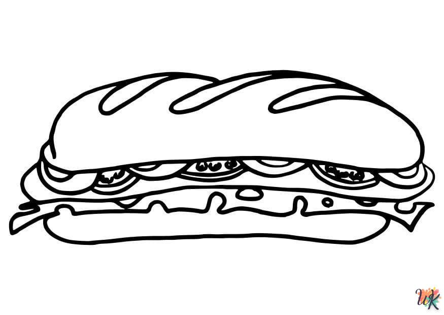 coloriage Sandwich  à imprimer pour enfant de 2 ans 1