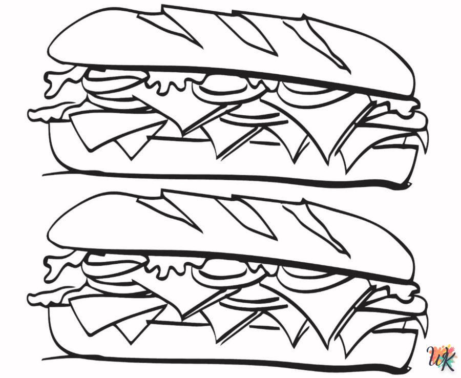 coloriage Sandwich  à imprimer pour enfant de 12 ans 1