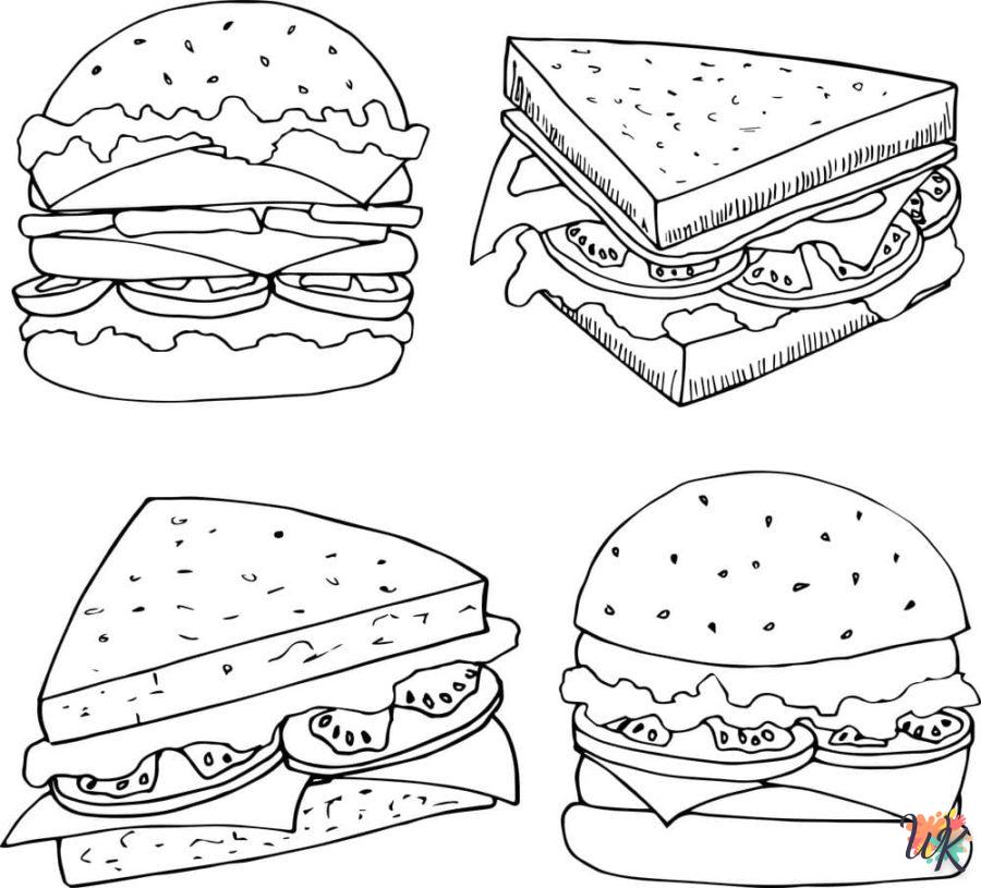 coloriage Sandwich  à imprimer kawaii