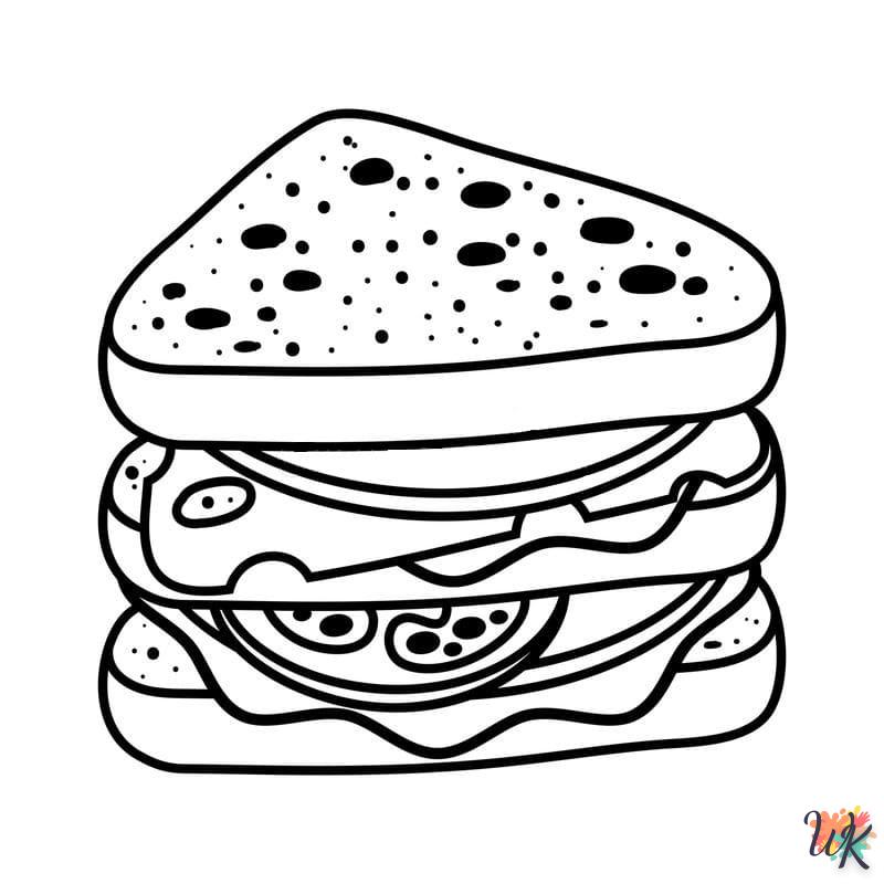 coloriage Sandwich  à imprimer pour enfant de 3 ans