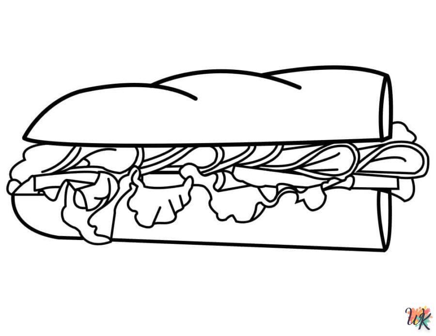 coloriage Sandwich  en ligne maternelle