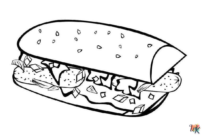 coloriage Sandwich  à imprimer gratuitement pdf 2