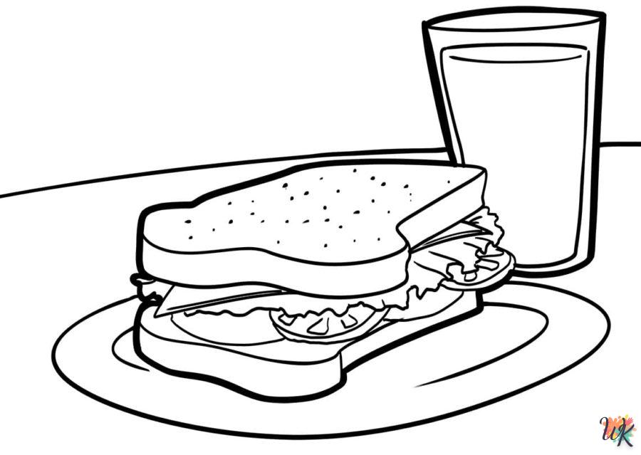 coloriage Sandwich  gratuit en ligne