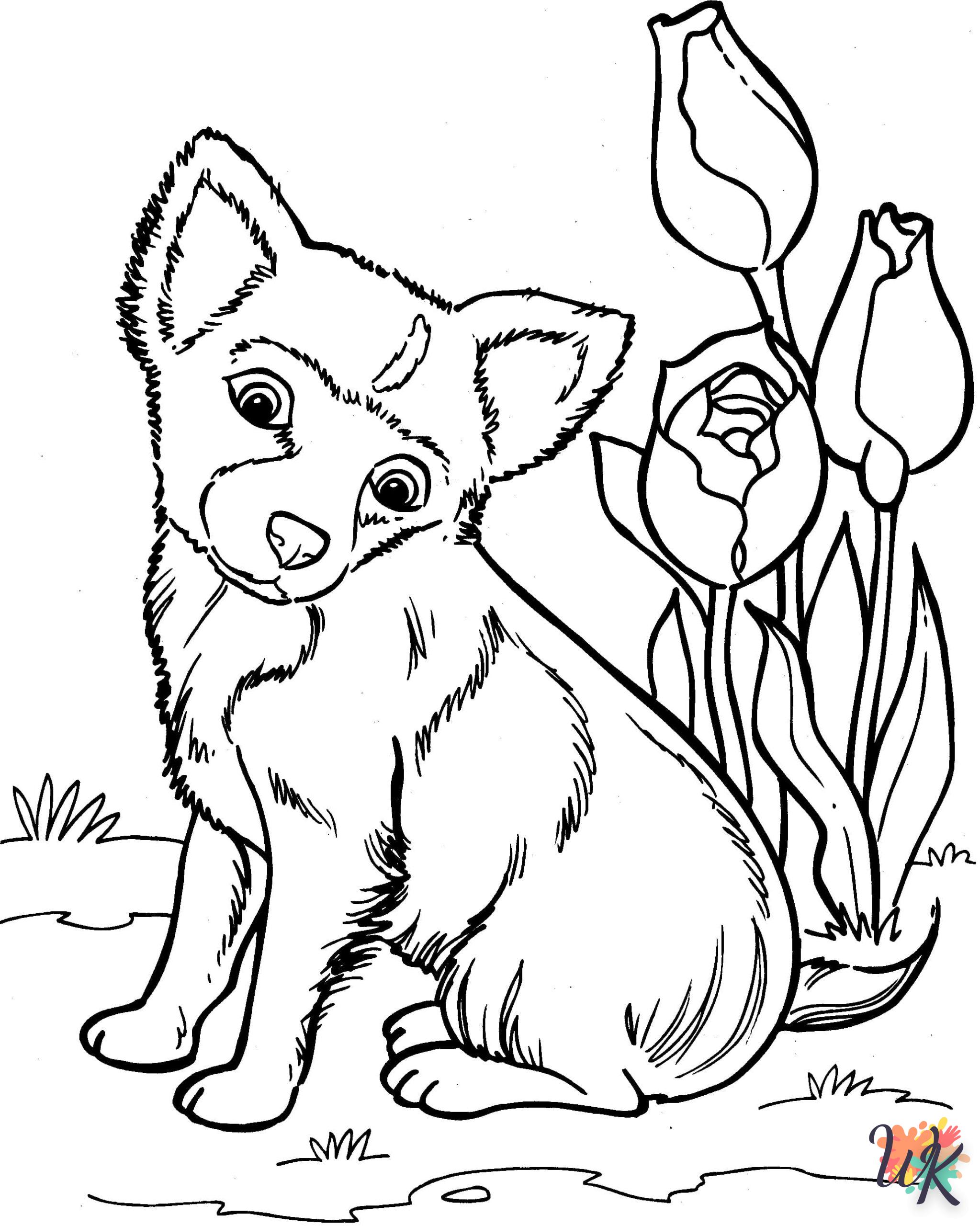 coloriage Chien  de noël gratuit à imprimer en ligne 3