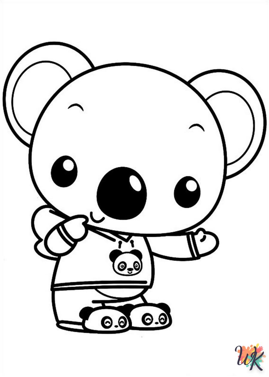 coloriage Kawaii  animaux enfant a imprimer