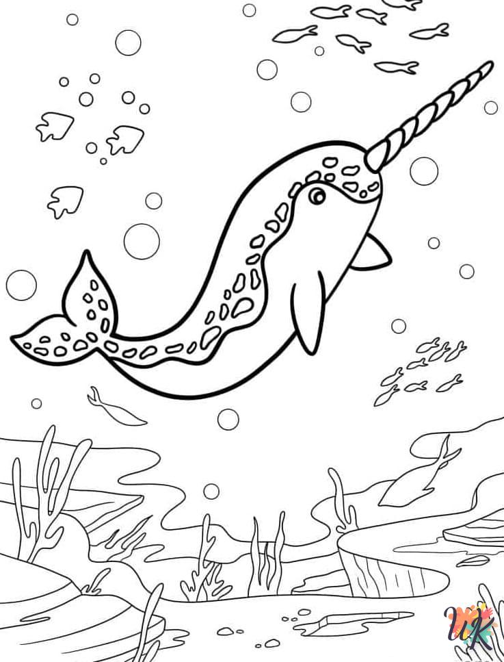 coloriage Narval  gratuit pour enfants