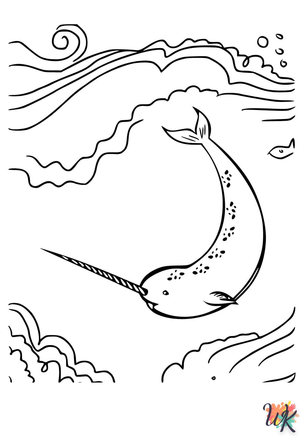 coloriage Narval  enfant à imprimer pdf