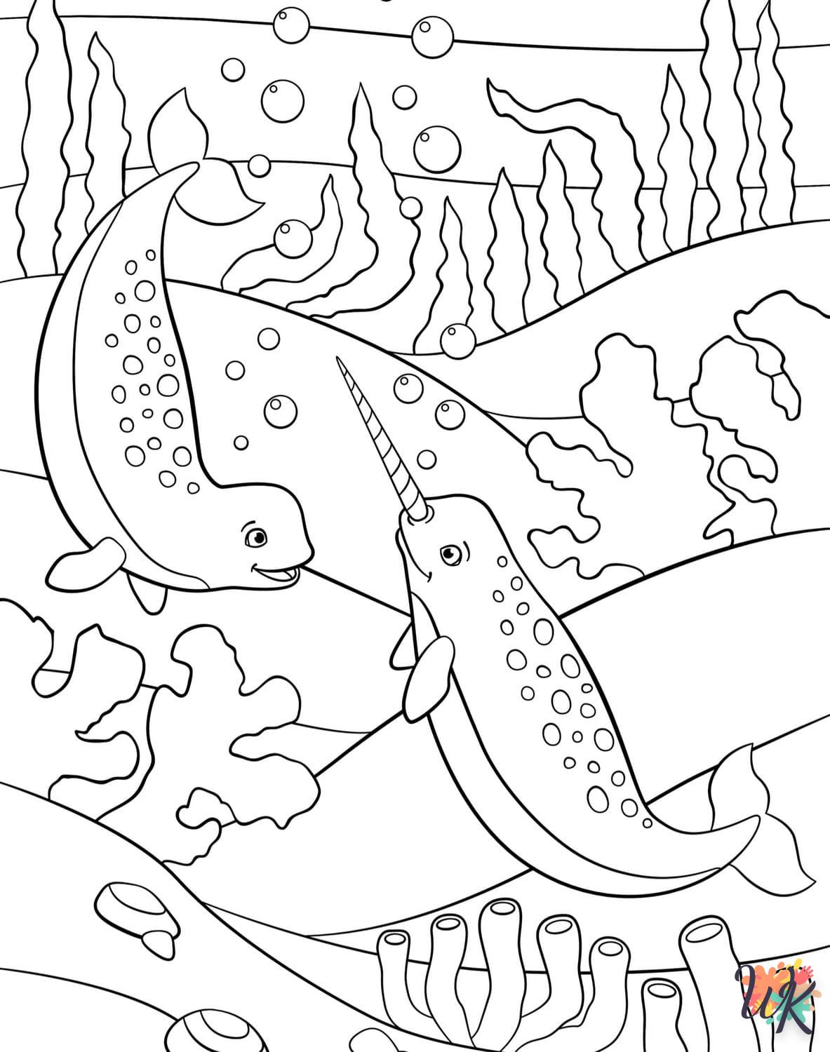 coloriage Narval  enfant 7 ans a imprimer