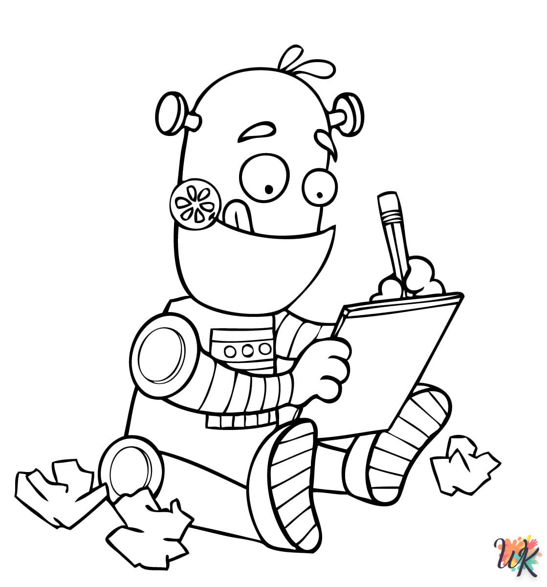 Robot coloring page to print for 4 year old children