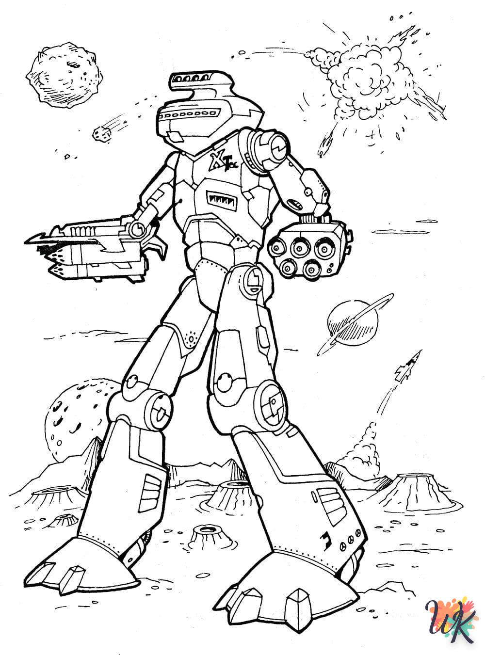 Robot coloring page for children aged 3 to print