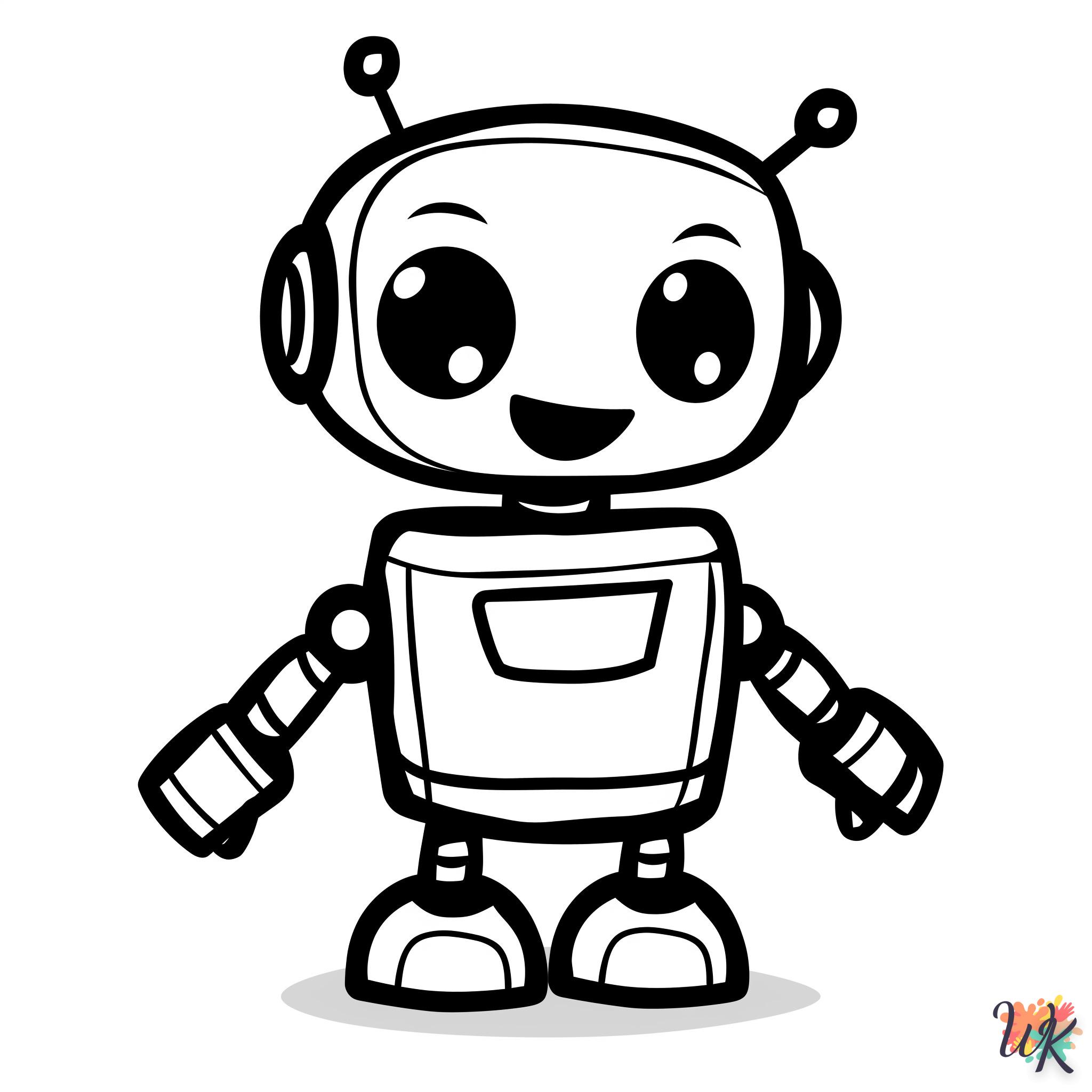 Robot coloring page for baby to print