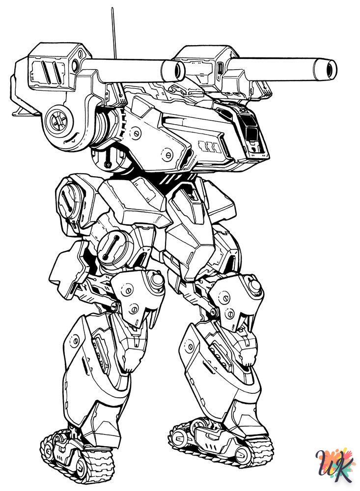 Robot coloring page for children to print free