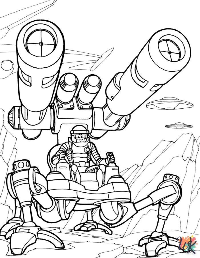 Robot coloring page for children to print free 2