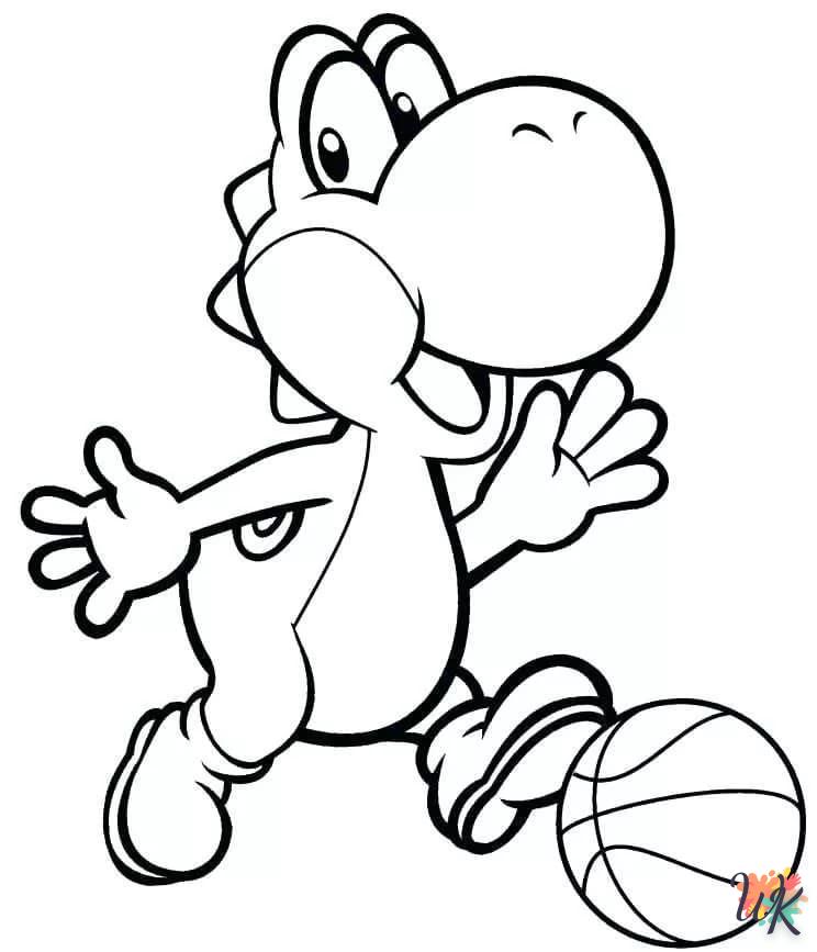 Yoshi coloring page to print for 4 year olds