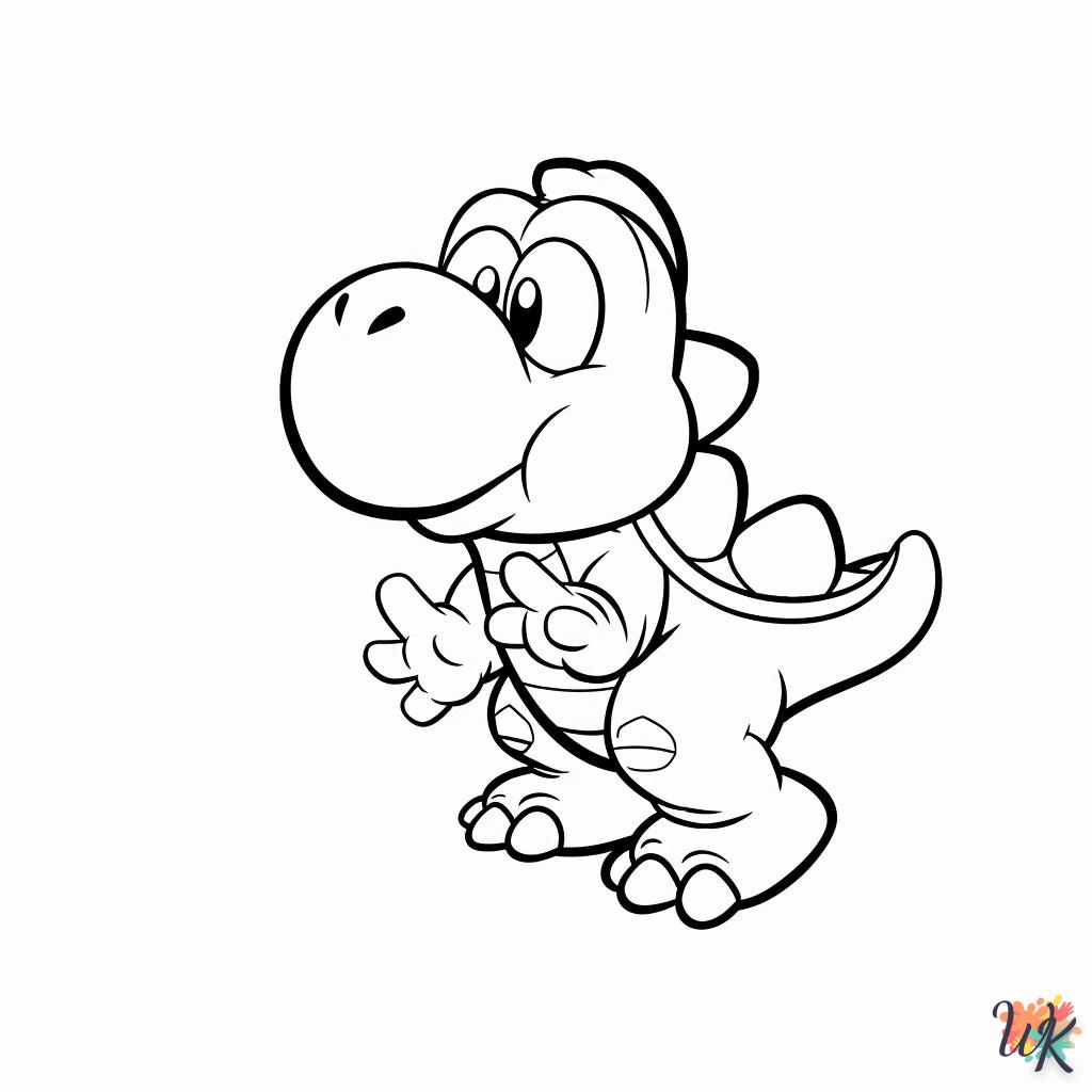 Yoshi coloring page to print for 7 year old children