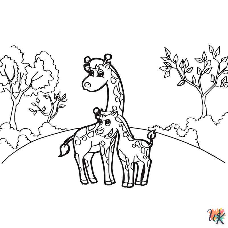 coloriage Girafe  à imprimer pour enfant de 7 ans