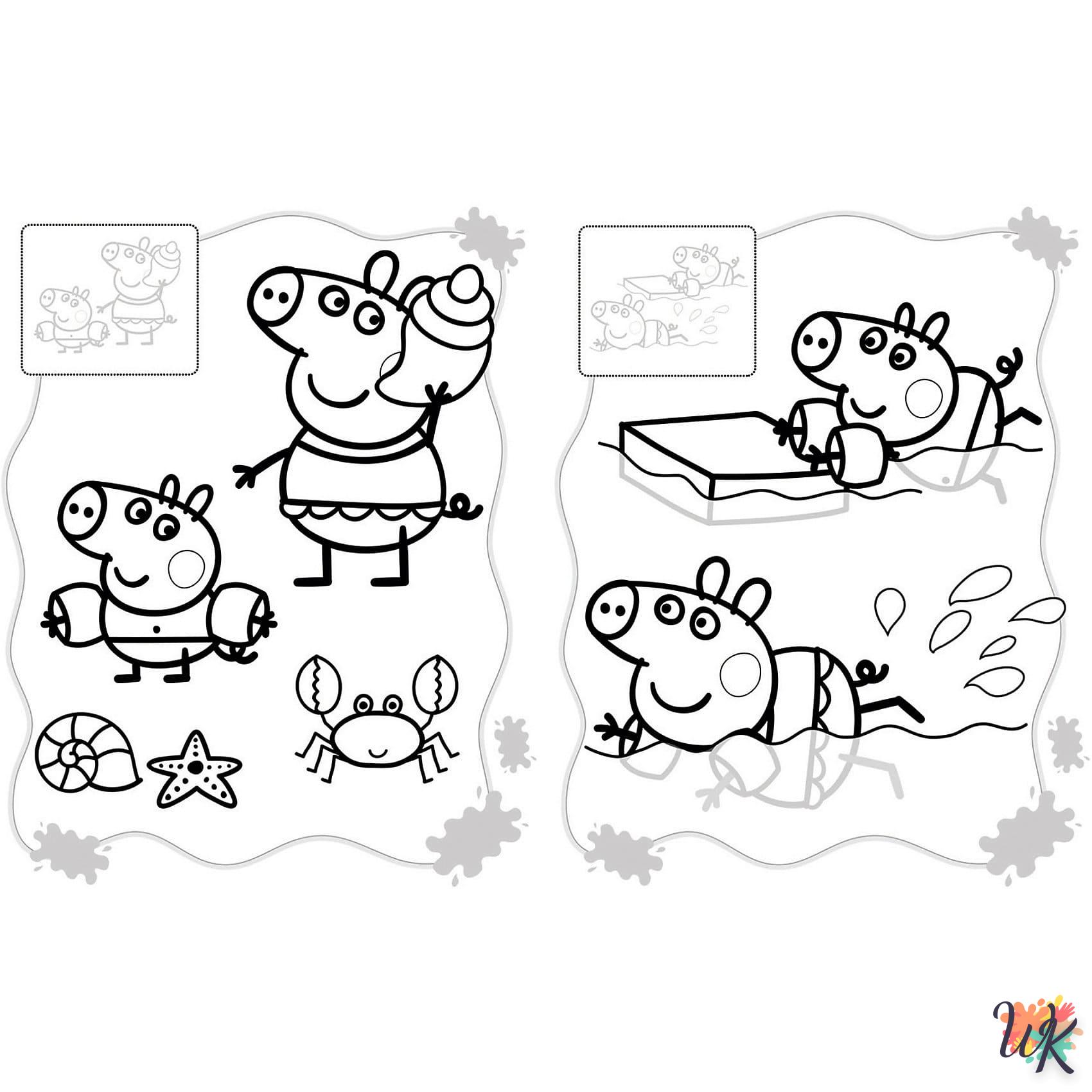 coloriage Peppa Pig  dinosaures en ligne gratuit à imprimer
