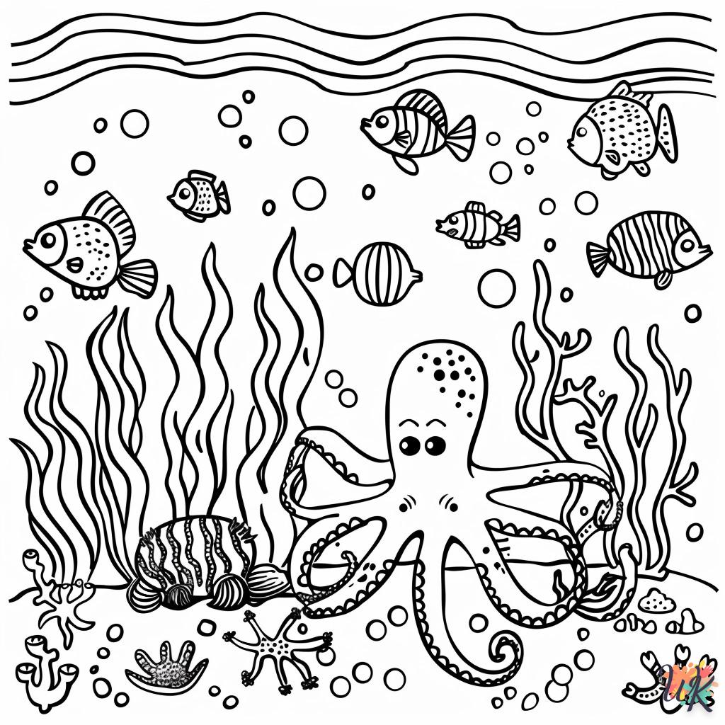 Octopus coloring online kindergarten