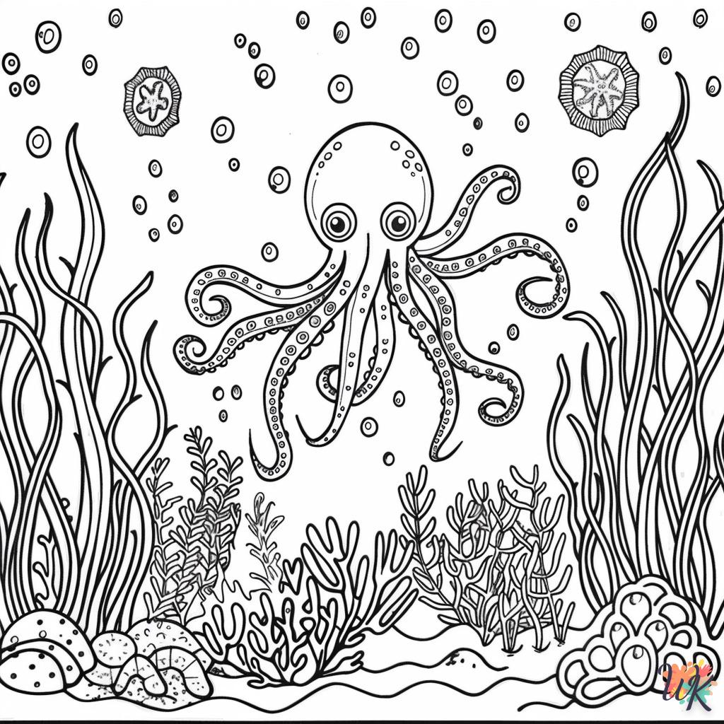 Octopus coloring page to print a4