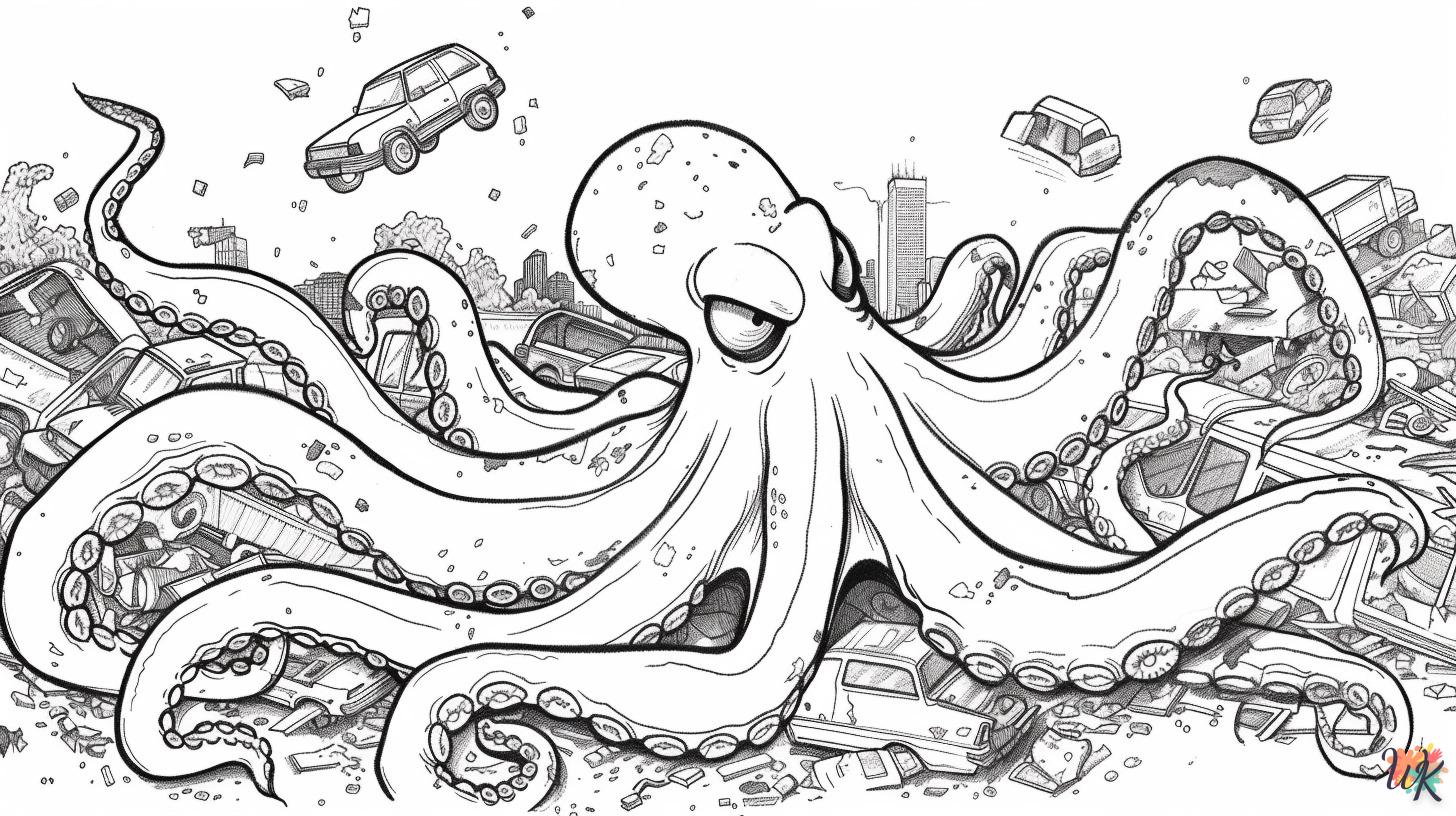 Octopus coloring page to print for 6 year olds