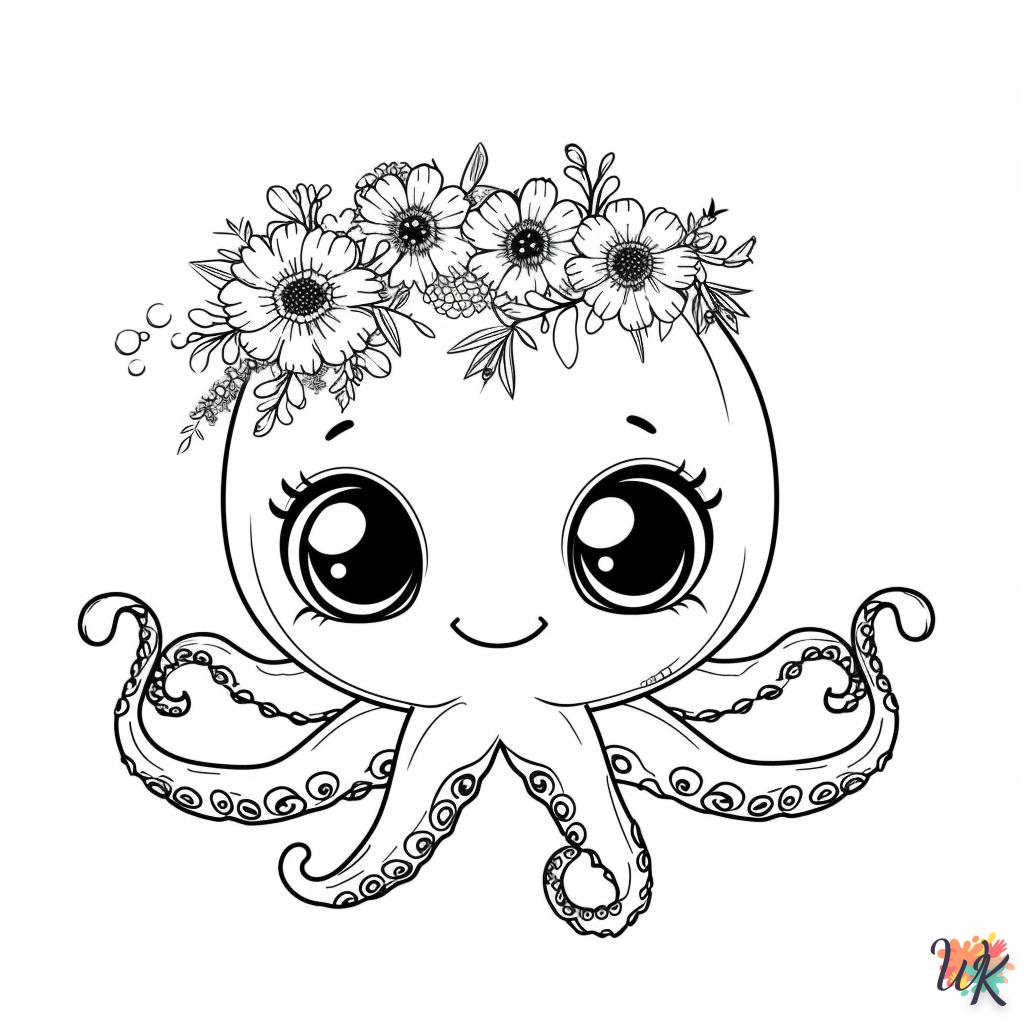 Octopus coloring page to print for 8 year olds