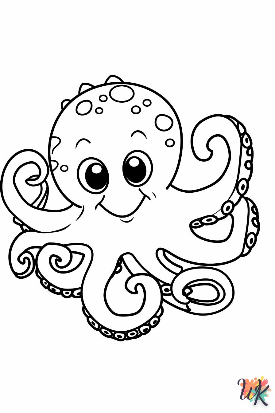 Baby octopus coloring page to print